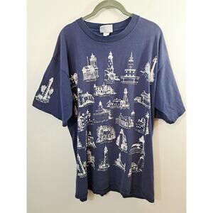 Michigan Rag Co Men's Navy XL Lighthouse Tee Vintage Single Stitch U.S.A